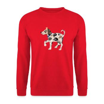 Funny dog with spotted fur and crown - Unisex Sweatshirt - red - Front - Alina (178cm) & Michal (187cm)