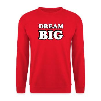 Dream Big Bold Typografie - Unisex Pullover - Rot - Vorne - Alina (178cm) & Michal (187cm)