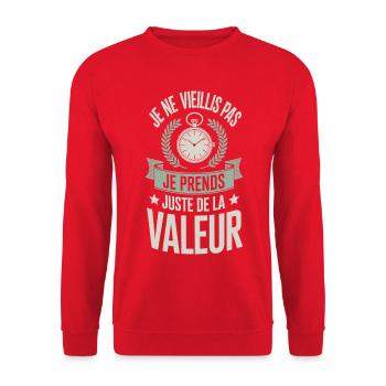 Ich werde nicht alt Humor Zitat - Unisex Pullover - Rot - Vorne - Alina (178cm) & Michal (187cm)