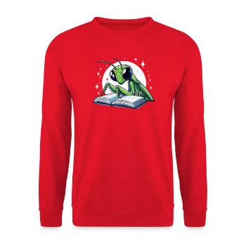 Reading grasshopper in the star book - Unisex Sweatshirt - red - Front - Alina (178cm) & Michal (187cm)
