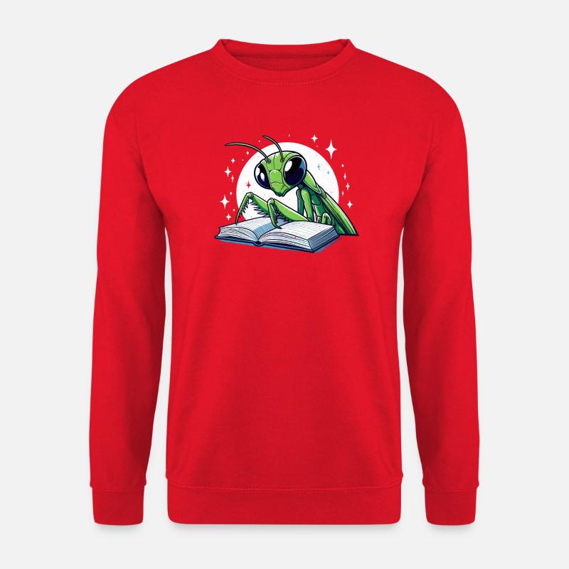 Reading grasshopper in the star book - Unisex Sweatshirt - red