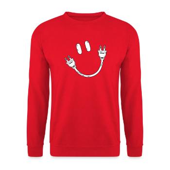 Strom Schuko Stecker Steckdose Elektrik Geschenk - Unisex Pullover - Rot - Vorne - Alina (178cm) & Michal (187cm)