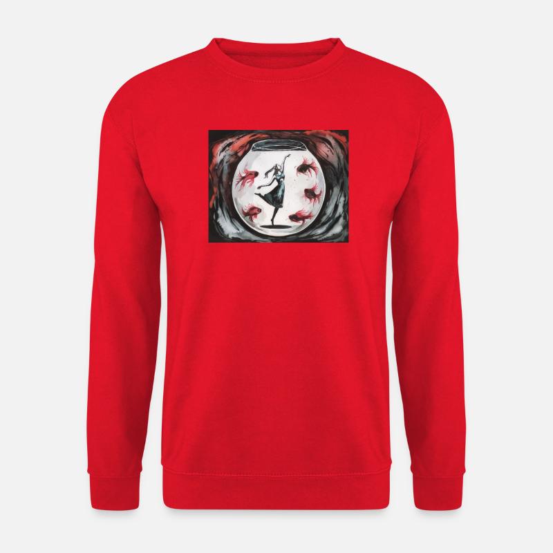 Tanz im Glasball: Mädchen und Goldfische - Unisex Pullover - Rot