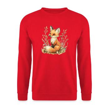 Fuchs mit Blumen - Unisex Pullover - Rot - Vorne - Alina (178cm) & Michal (187cm)