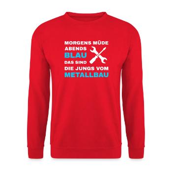 Metallbau Metallbauer Schlosser Stahlbau - Unisex Pullover - Rot - Vorne - Alina (178cm) & Michal (187cm)