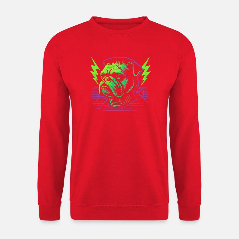 Bulldogge Neon Nähstich - Unisex Pullover - Rot