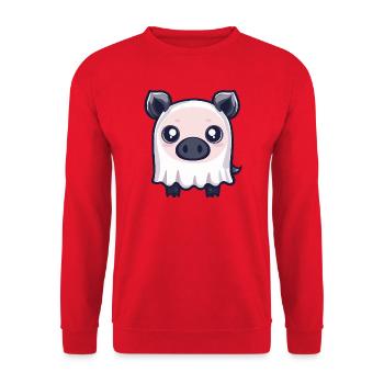 Pig Halloween Ghost Boar - Unisex Sweatshirt - red - Front - Alina (178cm) & Michal (187cm)