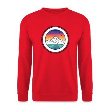 Mountain Lake Sunset Circle - Unisex Sweatshirt - red - Front - Alina (178cm) & Michal (187cm)