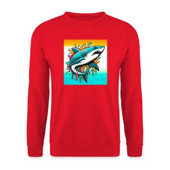 Shark - Unisex Sweatshirt - red - Front - Alina (178cm) & Michal (187cm)