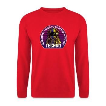 Techno Astronaut Circle Abzeichen - Unisex Pullover - Rot - Vorne - Alina (178cm) & Michal (187cm)
