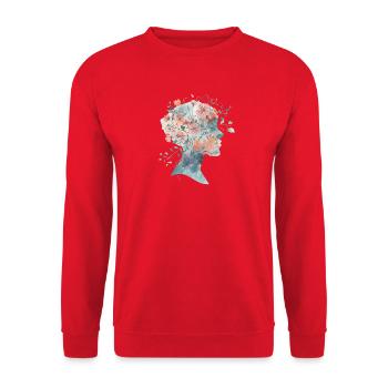 Silhouette de femme élégante avec des fleurs - Aquarelle - Sweat-shirt Unisexe - rouge - Devant - Alina (178cm) & Michal (187cm)