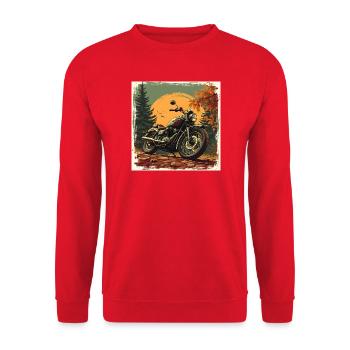 Motorcycle in Heritage Texture - Unisex Pullover - Rot - Vorne - Alina (178cm) & Michal (187cm)