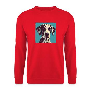 Portrait Dalmatien – Pop Art Vintage en Bleu - Sweat-shirt Unisexe - rouge - Devant - Alina (178cm) & Michal (187cm)