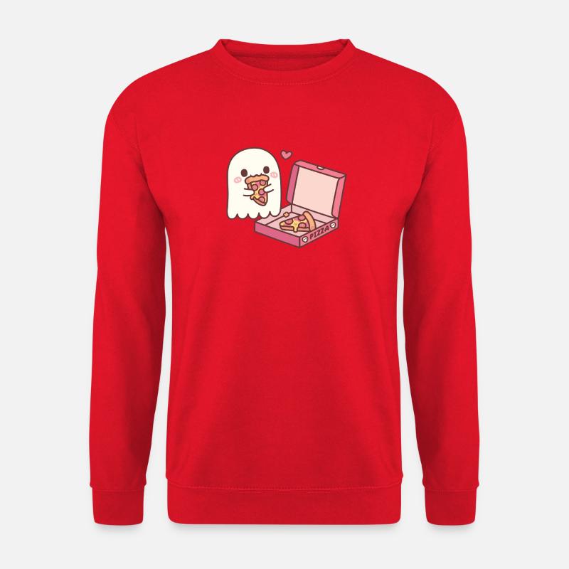 Cute Ghost Eating Pizza Funny - Unisex Sweatshirt - red