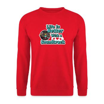 La vie est meilleure avec une bande-son - Sweat-shirt Unisexe - rouge - Devant - Alina (178cm) & Michal (187cm)