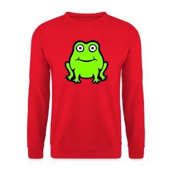 Grenouille Crapaud Sourire Drôle Bande dessinée Heureux Mignon - Sweat-shirt Unisexe - rouge - Devant - Alina (178cm) & Michal (187cm)