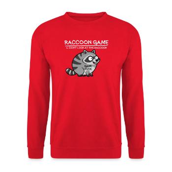 Raccoon Game Don't Look at the Raccoon Lust - Unisex Sweatshirt - red - Front - Alina (178cm) & Michal (187cm)