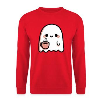 Lächelnder Geist und Pastellkaffee - Unisex Pullover - Rot - Vorne - Alina (178cm) & Michal (187cm)