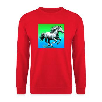 cheval - Sweat-shirt Unisexe - rouge - Devant - Alina (178cm) & Michal (187cm)