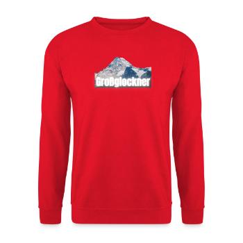 Großglockner - Design mit Schrift & Bergshilouette - Unisex Pullover - Rot - Vorne - Alina (178cm) & Michal (187cm)