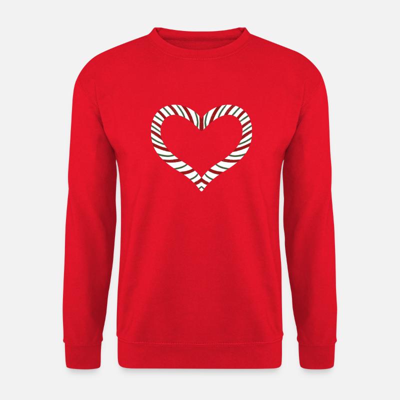 Zuckerstange Gestreiftes Herz - Unisex Pullover - Rot