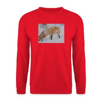 Schnee-Fuchs Pixelkunst - Unisex Pullover - Rot - Vorne - Alina (178cm) & Michal (187cm)
