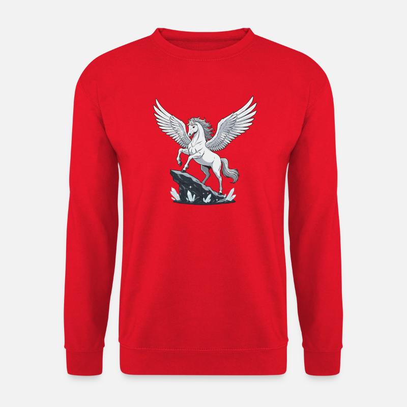 Weißer Pegasus auf Kristallfelsen - Unisex Pullover - Rot