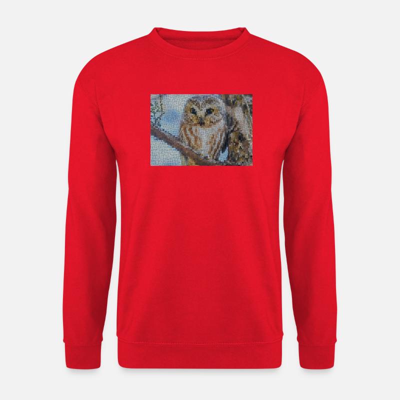 Nächtliche Eulen-Mosaik - Unisex Pullover - Rot