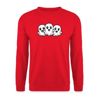 Geister Halloween Niedlich Comic - Unisex Pullover - Rot - Vorne - Alina (178cm) & Michal (187cm)