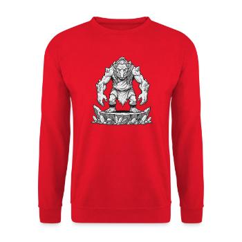 Troll auf dem Rock Plateau - Unisex Pullover - Rot - Vorne - Alina (178cm) & Michal (187cm)