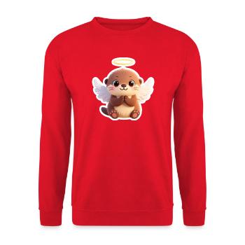 Cute Otter Angel with Wings and Halo - Unisex Sweatshirt - red - Front - Alina (178cm) & Michal (187cm)