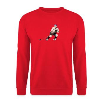 Eishockey Stürmer im Einsatz - Unisex Sweatshirt - red - Front - Alina (178cm) & Michal (187cm)