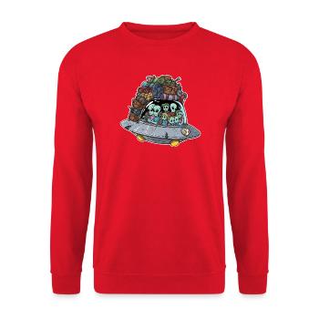 Voyage de vacances extraterrestre dans un OVNI - Sweat-shirt Unisexe - rouge - Devant - Alina (178cm) & Michal (187cm)