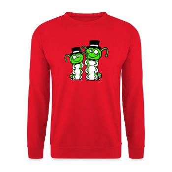 2 Gentlemen Caterpillar Top Hat Monocle Bow Tie Rich - Unisex Sweatshirt - red - Front - Alina (178cm) & Michal (187cm)