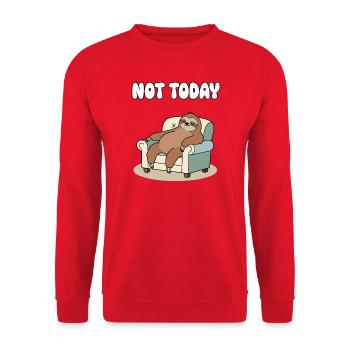 Nicht Heute Faultier Entspannung - Unisex Pullover - Rot - Vorne - Alina (178cm) & Michal (187cm)