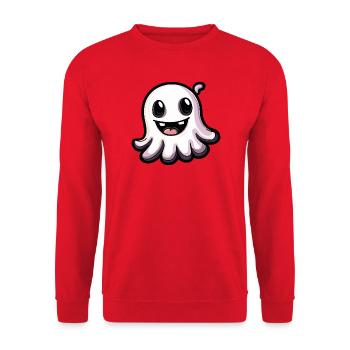 Geist Halloween Niedlich Comic - Unisex Pullover - Rot - Vorne - Alina (178cm) & Michal (187cm)