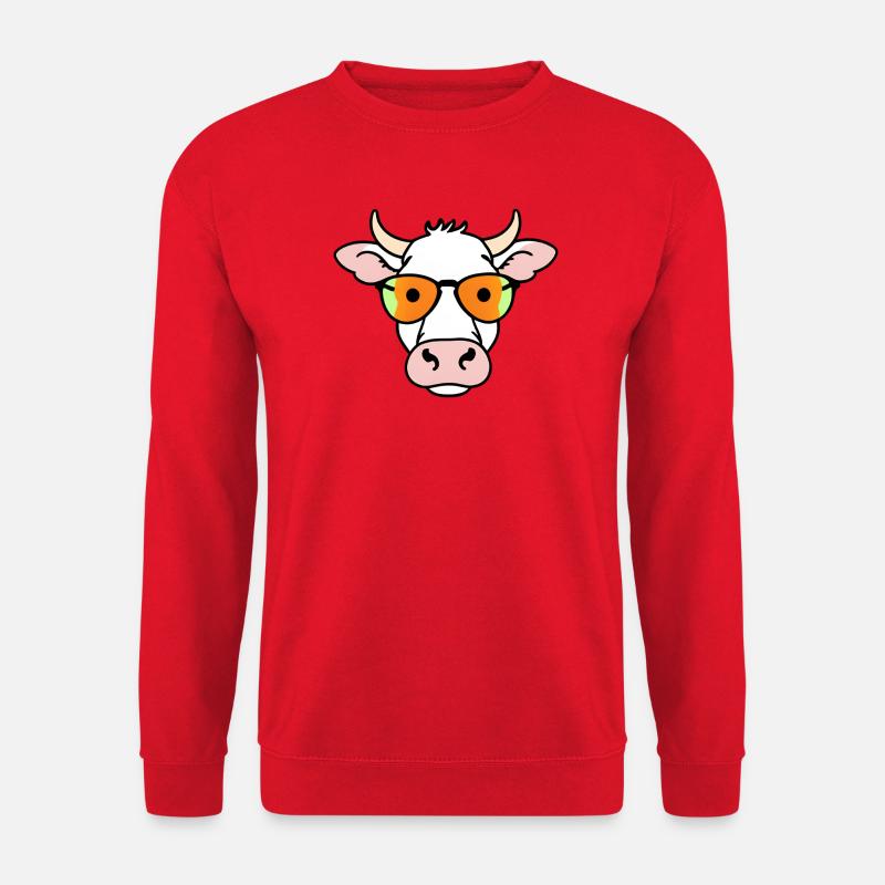 Kuh mit Sonnenbrille Cartoon - Unisex Pullover - Rot