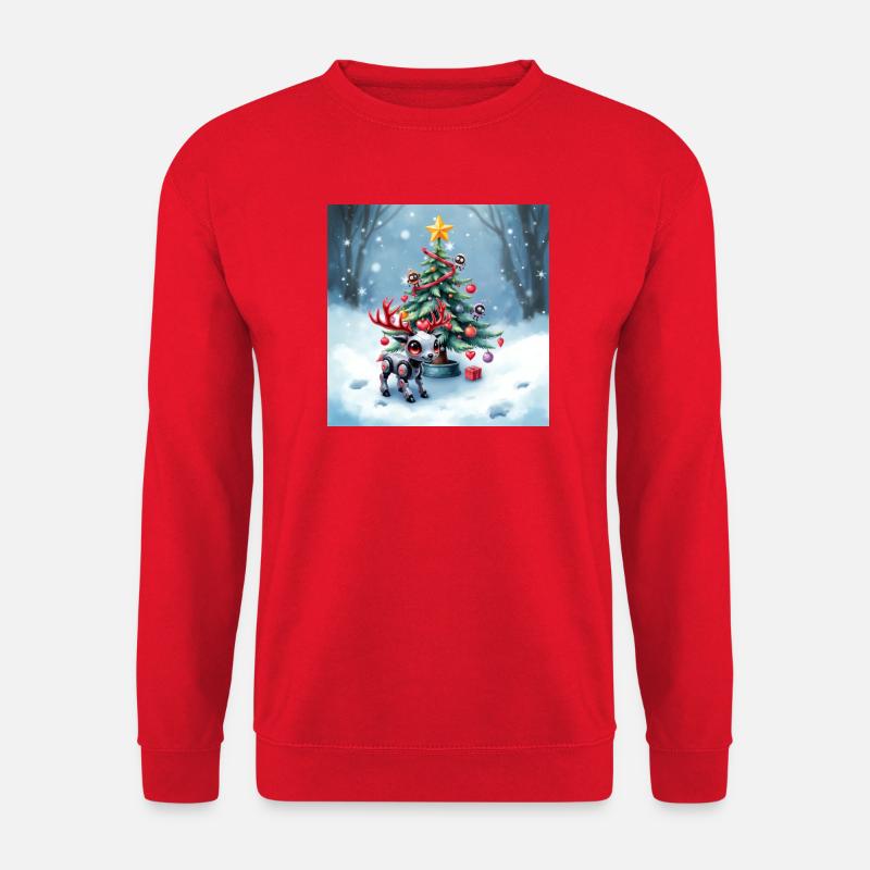 Weihnachtsroboter Rentier - Unisex Pullover - Rot