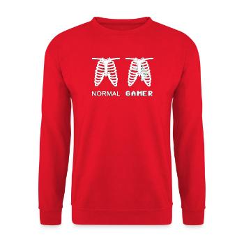 Gamer Anatomie Skelett 8bit - Unisex Pullover - Rot - Vorne - Alina (178cm) & Michal (187cm)
