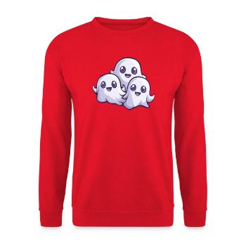 Geister Halloween Niedlich Comic - Unisex Pullover - Rot - Vorne - Alina (178cm) & Michal (187cm)
