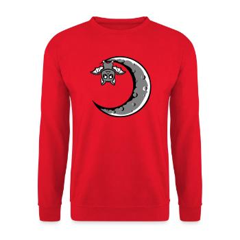 Süße Fledermaus Sichelmond hängt Halloween Nacht - Unisex Pullover - Rot - Vorne - Alina (178cm) & Michal (187cm)