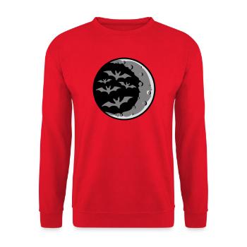 Lots of bats silhouette cool crescent moon night - Unisex Sweatshirt - red - Front - Alina (178cm) & Michal (187cm)