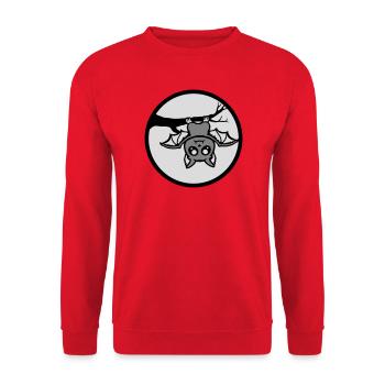 Bat Hanging Moon Branch Halloween Cute Cute - Unisex Sweatshirt - red - Front - Alina (178cm) & Michal (187cm)