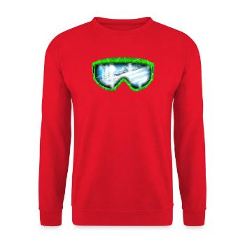 Gletscherblick Neon Goggle Design - Unisex Pullover - Rot - Vorne - Alina (178cm) & Michal (187cm)