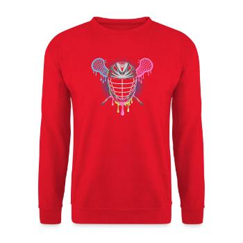 Casque de crosse avec bâtons croisés en bleu - Sweat-shirt Unisexe - rouge - Devant - Alina (178cm) & Michal (187cm)
