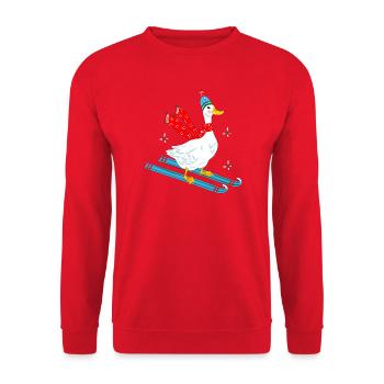 Goose on skis - Unisex Sweatshirt - red - Front - Alina (178cm) & Michal (187cm)