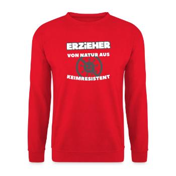Educators - Naturally germ-resistant - Unisex Sweatshirt - red - Front - Alina (178cm) & Michal (187cm)