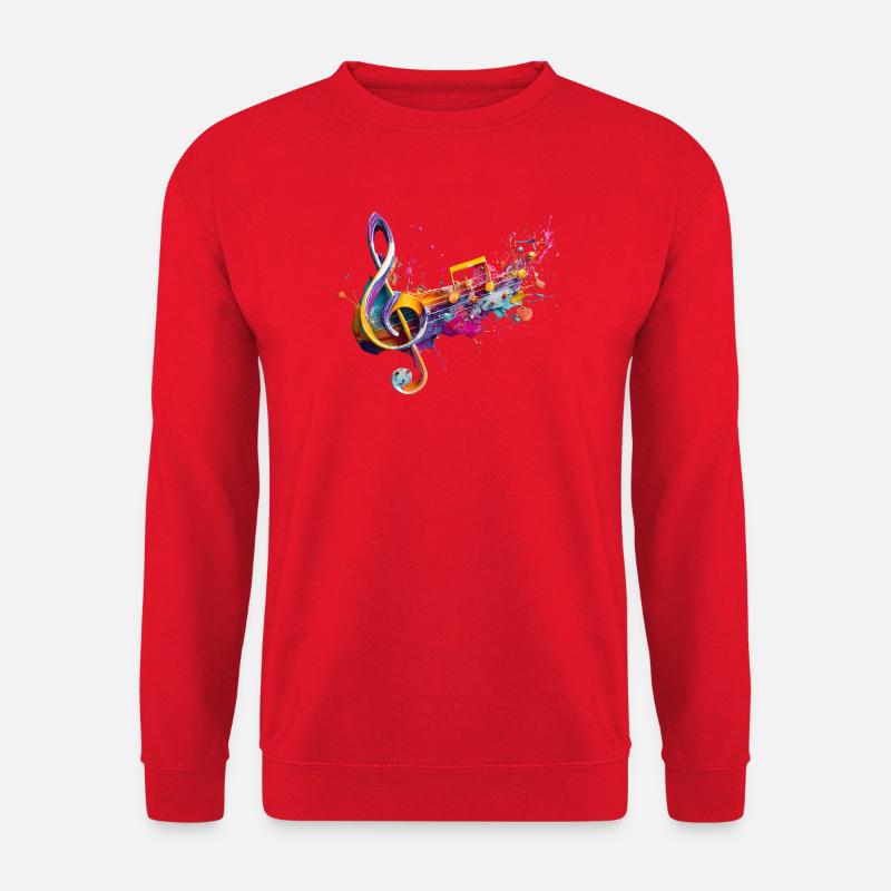 Farbmusik: Bunte Notenschrift - Unisex Pullover - Rot