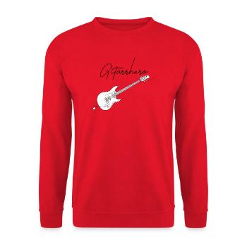 Gitarre Linienkunst Gitarrhero Gitarrenkünstler - Unisex Pullover - Rot - Vorne - Alina (178cm) & Michal (187cm)