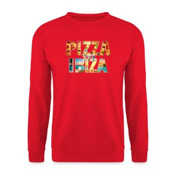 Pizza in Ibiza - Unisex Pullover - Rot - Vorne - Alina (178cm) & Michal (187cm)